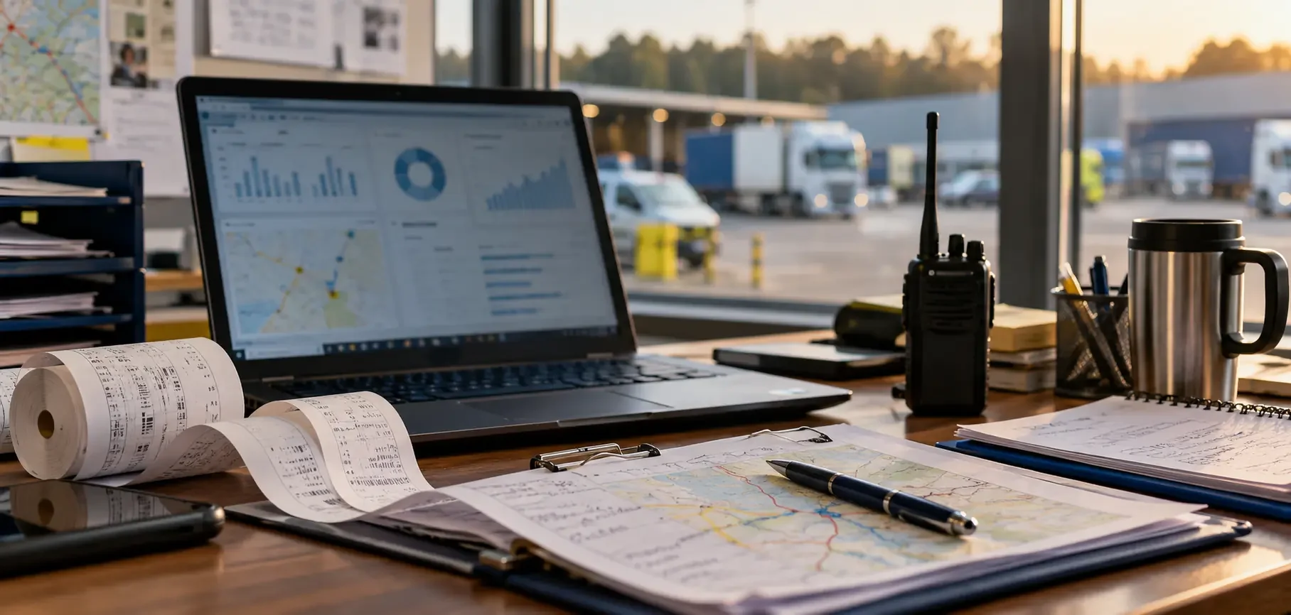 Traffic office desk with fleet systems and reporting